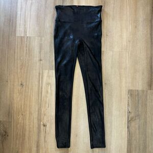 Spanx Women's Size XS High Waisted Faux Leather Leggings Black Compressive